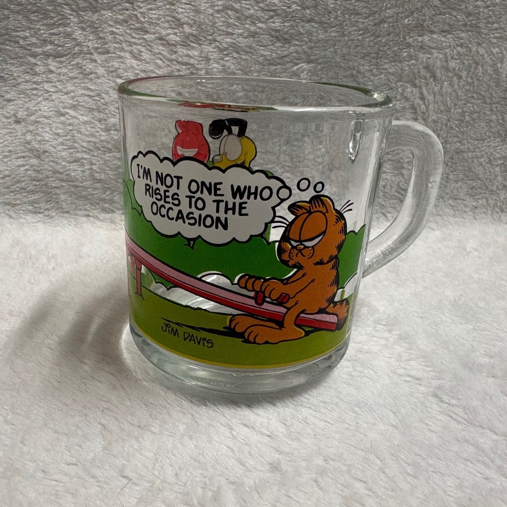 Vintage Garfield McDonalds Glass Mug Seesaw Rises to the Occasion Odie Pooky